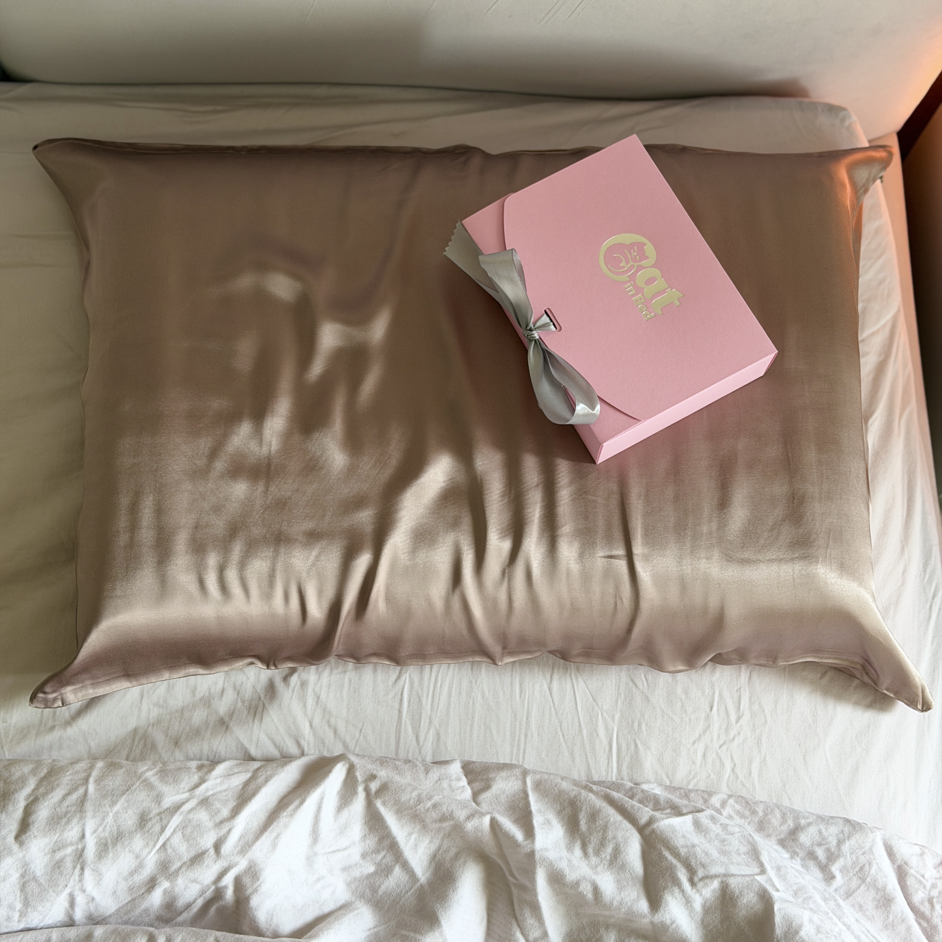 CAT IN BED VEGAN Шовкова наволочка з віскози, бежева - фото 2