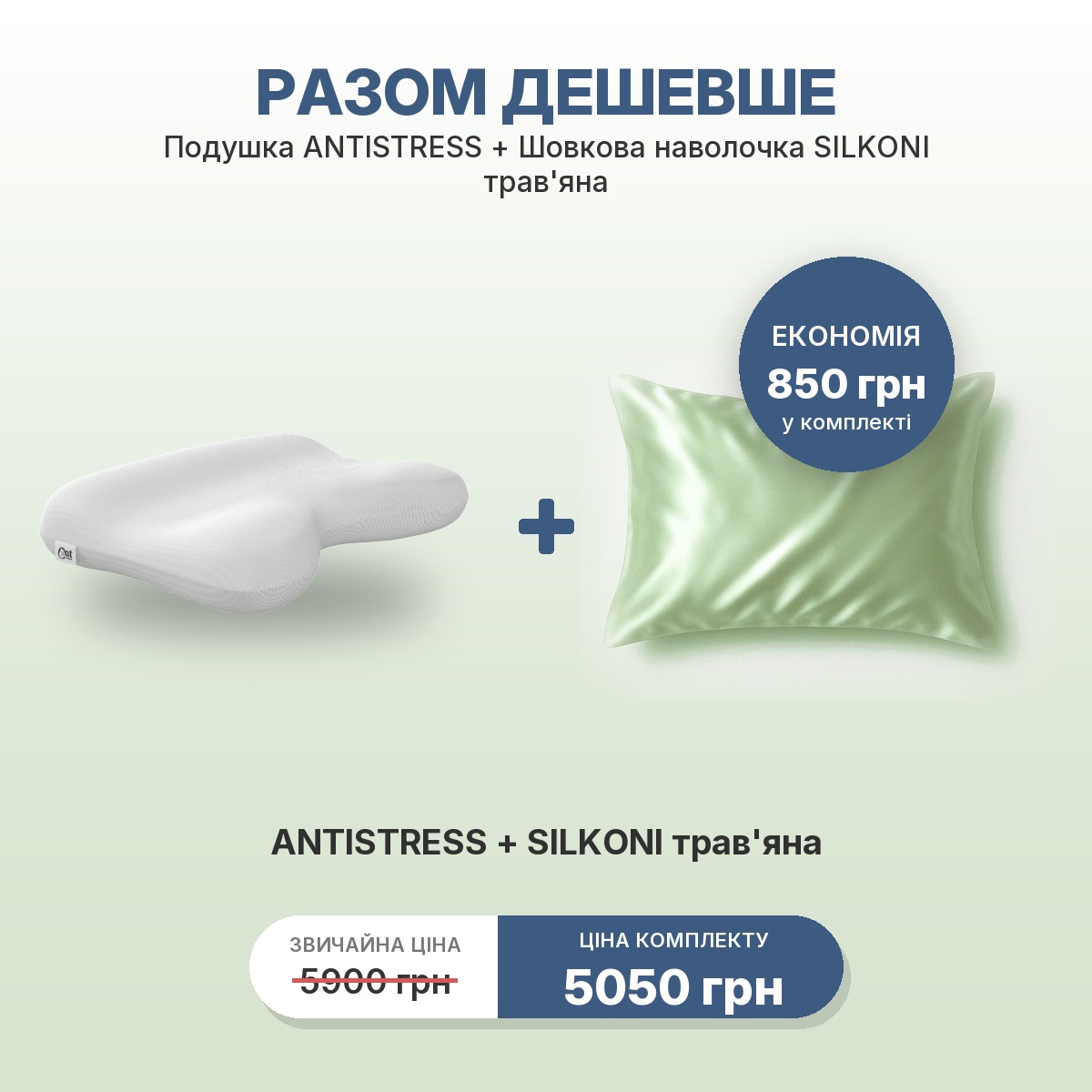 Комплект ANTISTRESS + наволочка SILKONI травяная